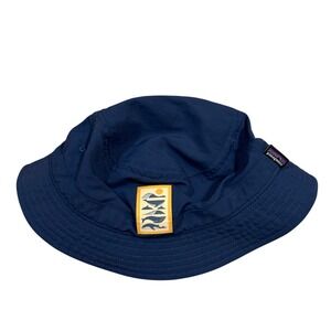 Kids Patagonia Wavefarer Bucket Hat Navy Blue Whale Patch Packable Nylon Sun Hat